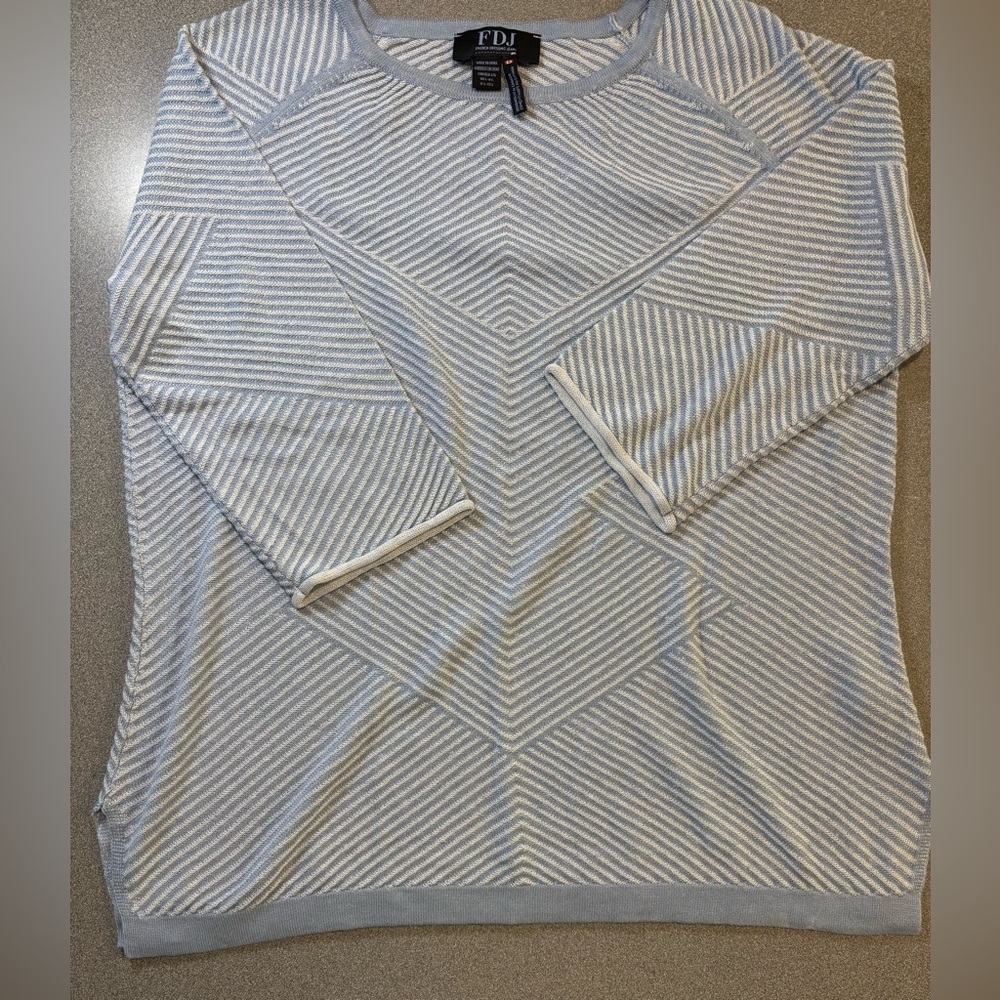 FDJ French Dressing‎ sweater. Chevron knit 3/4 sleeves. Lightweight SZ L